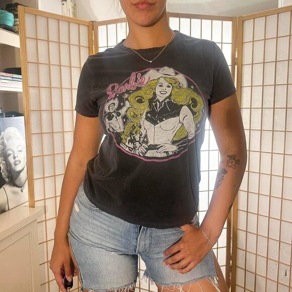 Women Grey Graphic Barbie Tee - Picture 1 of 5